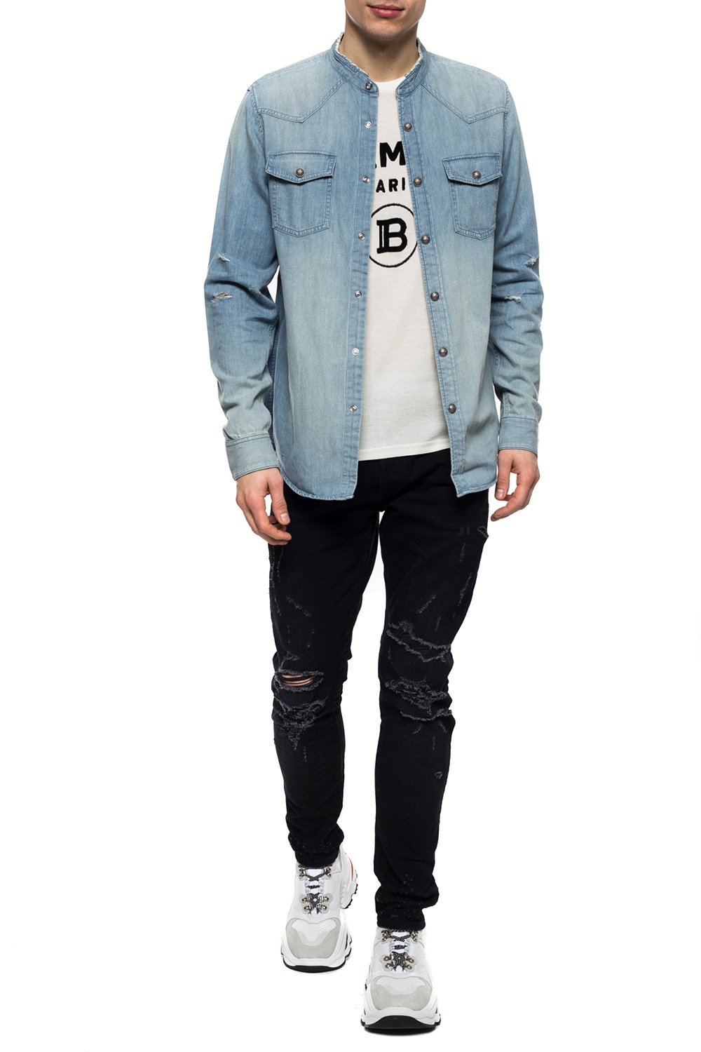 Balmain denim shirt men hotsell